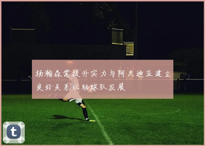 杨瀚森需提升实力与阿夫迪亚建立良好关系以助球队发展